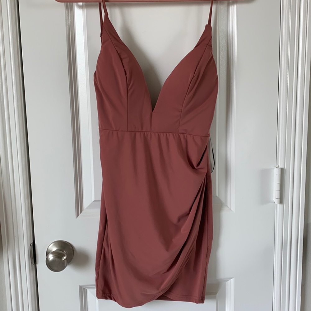 Plunge mauve dress